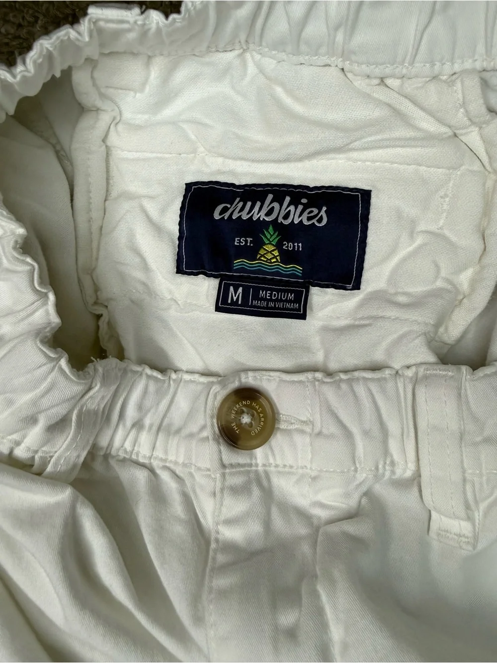 chubbies White Elastic-Waist Flat Front Shorts